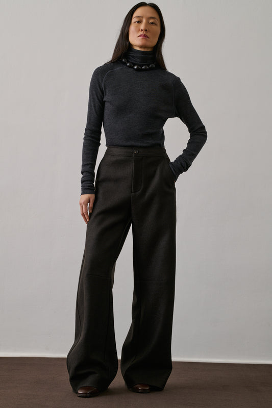 Pantalon Gibson - Vert Ébène - Laine - Femme