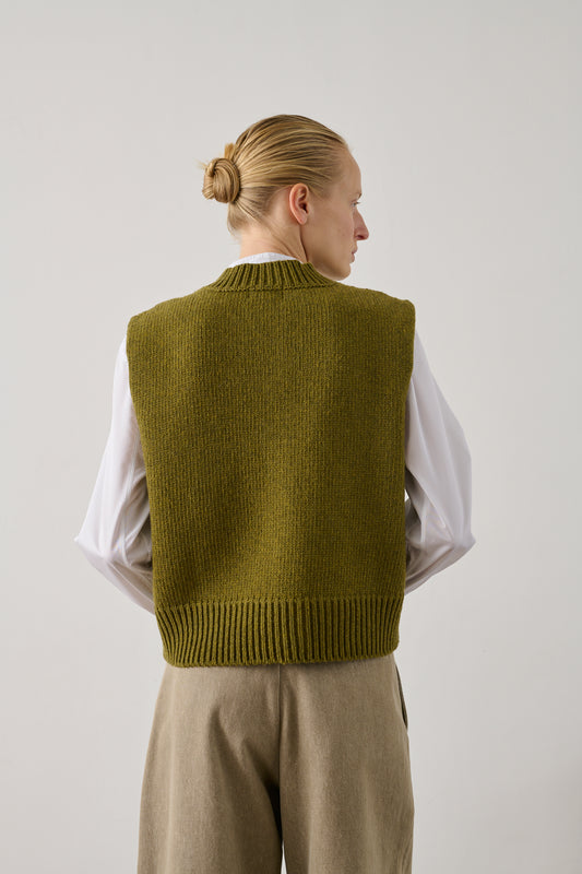 Cardigan Ivana - Vert Olive - Laine - Femme