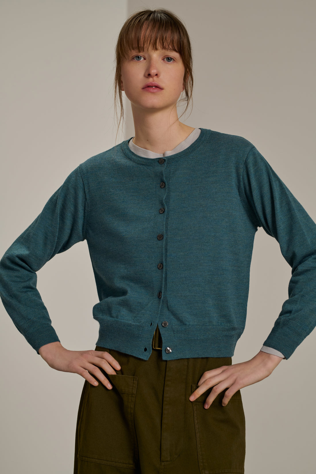 Cardigan Tita - Bleu Céladon - Laine - Femme